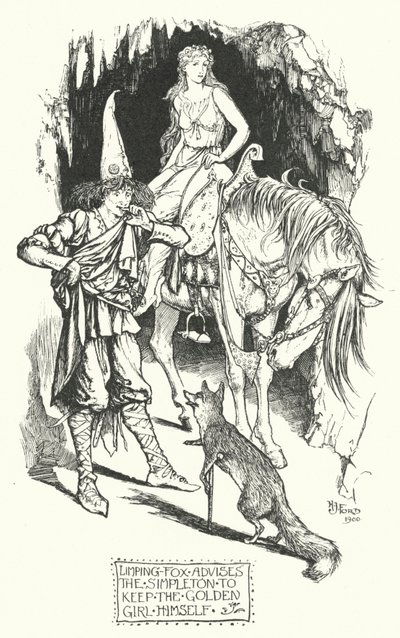 Limping-Fox aconselha o Simpleton a manter a própria Golden Girl (gravura) de Henry Justice Ford