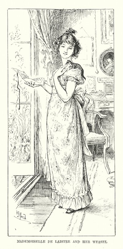 Mademoiselle de Laistre e a sua doninha (gravura) de Henry Justice Ford