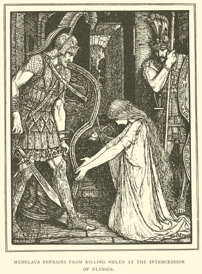 Menelau se abstém de matar Helen na intercessão de Ulisses de Henry Justice Ford