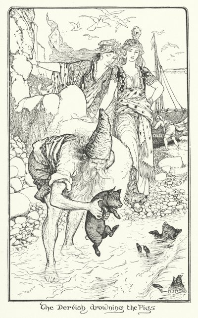 Os Dervixes afogando os Porcos (gravura) de Henry Justice Ford