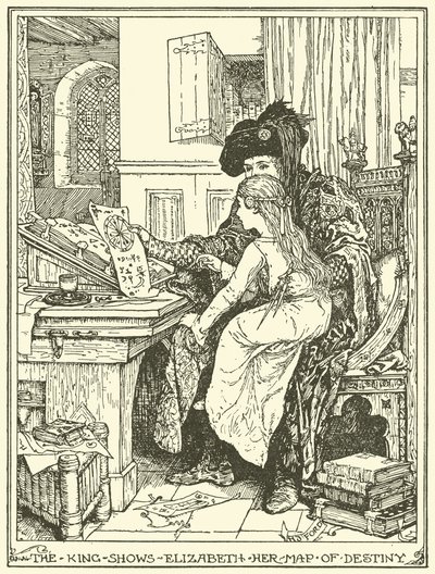O rei mostra a Elizabeth seu Mapa do Destino de Henry Justice Ford