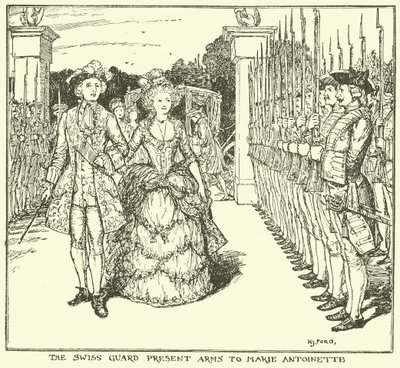 A Guarda Suíça apresenta armas a Maria Antonieta de Henry Justice Ford