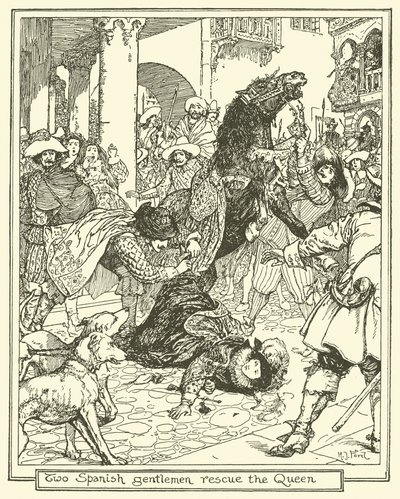 Dois cavalheiros espanhóis resgatam a rainha de Henry Justice Ford