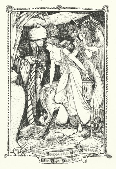 Zelida descobre a escrita no frasco (gravura) de Henry Justice Ford