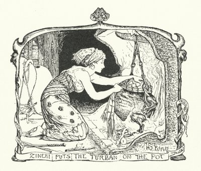 Zinebi Coloca o Turban no Pote (gravura) de Henry Justice Ford
