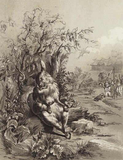 As Fábulas de Esopo: A Lebre e a Tartaruga (litho) de Henry Louis Stephens