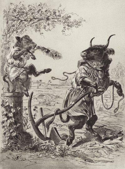 As Fábulas de Ésopo: O Bezerro de Wanton (litho) de Henry Louis Stephens
