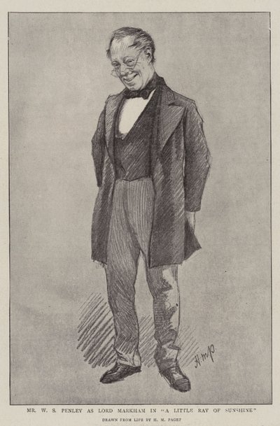 Sr W S Penley como Lord Markham em "A Little Ray of Sunshine" (litho) de Henry Marriott (after) Paget