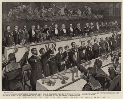 Uma casa de boas-vindas, o banquete para a companhia de HMS St George em Portsmouth de Henry Marriott Paget