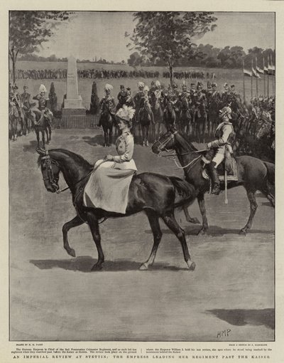 Uma resenha imperial em Stettin, a imperatriz liderando seu regimento além do Kaiser de Henry Marriott Paget