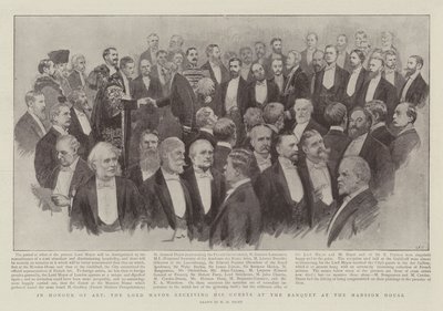 Em honra da arte, o prefeito recebendo seus convidados no banquete na mansão de Henry Marriott Paget