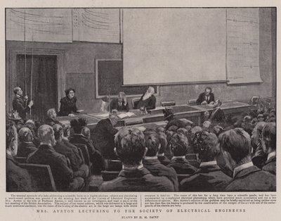 Sra. Ayrton falando para a Sociedade de Engenheiros Elétricos de Henry Marriott Paget