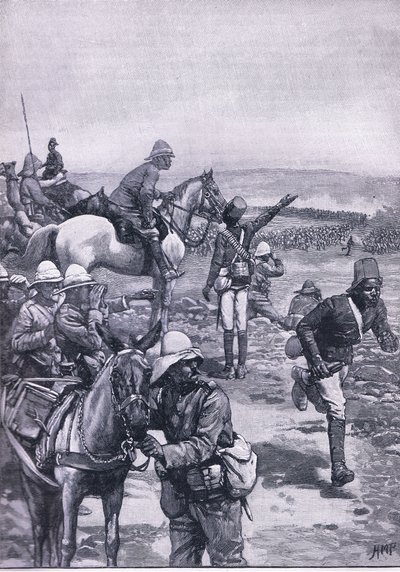 A Batalha de Omdurman: MacDonalds Brigade repelindo o ataque Dervish, ilustração fromCassells História da Inglaterra, de 1900 de Henry Marriott Paget