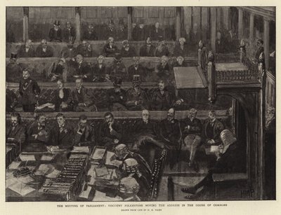 A Reunião do Parlamento, Visconde Folkestone, movendo o endereço na Câmara dos Comuns de Henry Marriott Paget
