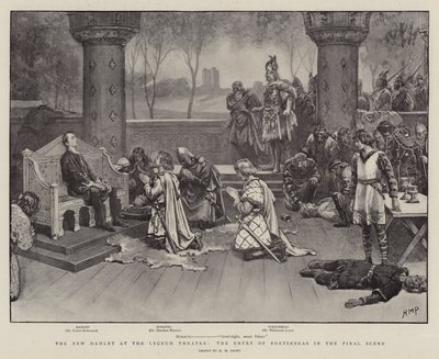 O novo Hamlet no Lyceum Theatre, a entrada de Fortinbras na cena final de Henry Marriott Paget