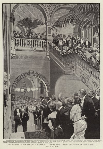 A recepção dos ministros de Sua Majestade no Clube Constitucional, a chegada de Lord Salisbury de Henry Marriott Paget