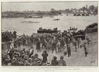 A corrida de barcos da universidade, o acabamento, visto do navio, Mortlake de Henry Marriott Paget