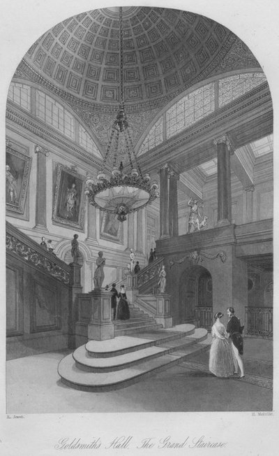 Ourives Hall. A Grande Escadaria, c1841 de Henry Melville