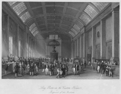 Quarto longo na alfândega. Pagamento da Alfândega, c1841 de Henry Melville