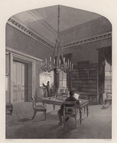 Map Room of the United Service Club, Westminster, Londres (gravura) de Henry Melville