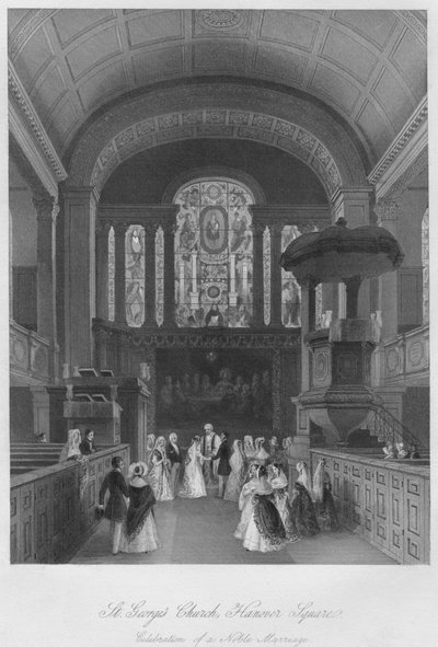 Igreja de St. Georges, Praça Hanover. Celebração de um casamento nobre, c1841 de Henry Melville