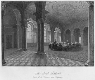 O salão do banco. Tribunal do Governador e Companhia, c1841 de Henry Melville