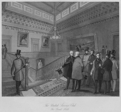 O United Service Club. O Grande Salão, c1841 de Henry Melville