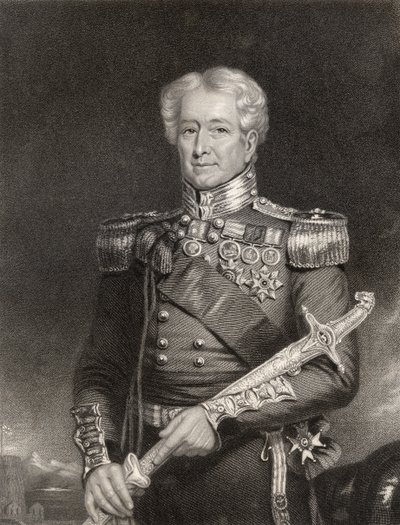 Sir Robert Henry Sale, gravado por F. Holl, da &39;National Portrait Gallery, volume III&39;, publicado em 1820 de Henry Moseley