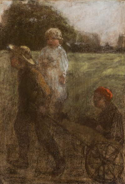 Crianças com Barrow (pastel) de Henry Muhrmann