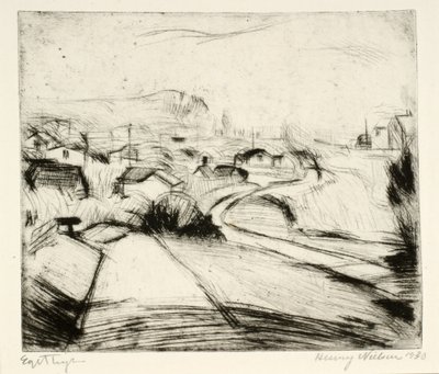 Paisagem com estrada e casas de Henry Nielsen