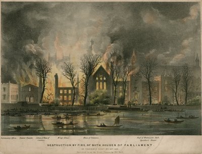 Destruição pelo fogo de ambas as Casas do Parlamento na noite de quinta-feira, 16 de outubro de 1834 de Henry O
