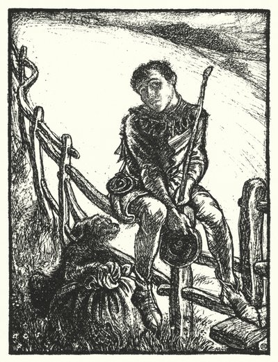 Canção de Shakespeare: "Um coração alegre passa o dia todo, Seu triste, cansa em milha-a" (litho) de Henry Ospovat