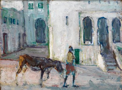 Cena de rua, bezerro líder do homem de Tânger, ca. 1910. de Henry Ossawa Tanner