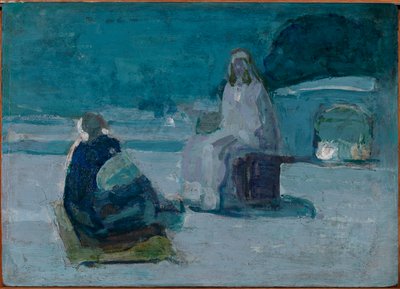 Estudo para Cristo e Nicodemos num telhado de Henry Ossawa Tanner
