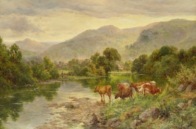 Piscina da Igreja, Bettws-y-coed (óleo) de Henry Parker