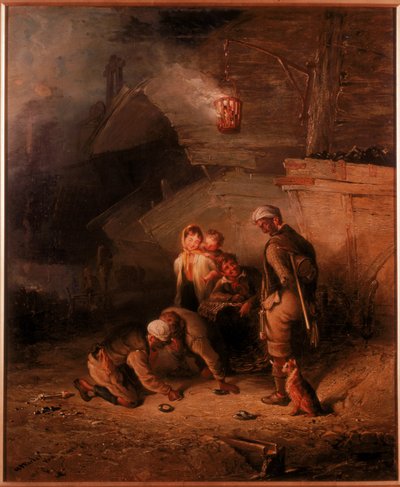 &39;Mineiros jogando quoits&39; (óleo sobre tela) de Henry Perlee Parker