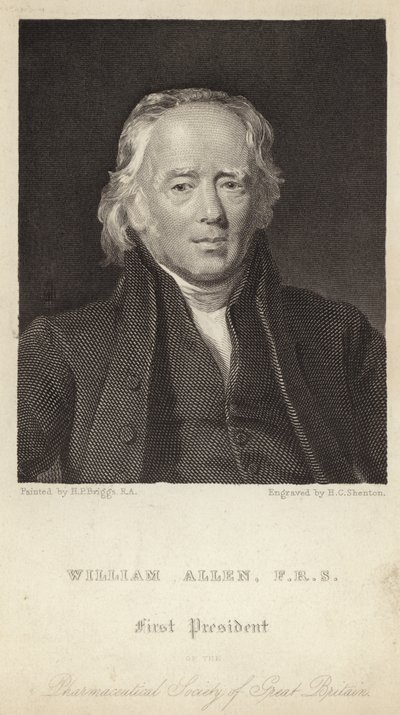 William Allen - Primeiro Presidente da Sociedade Farmacêutica da Grã-Bretanha (1770-1843) (gravura) de Henry Perronet (after) Briggs