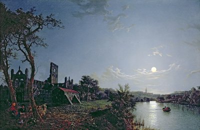 Manhã com vista da Abadia de Kirkstall (óleo sobre tela) de Henry Pether