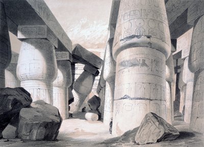 Interior do Grande Salão de Karnac, Egito, 1845 de Henry Pilleau