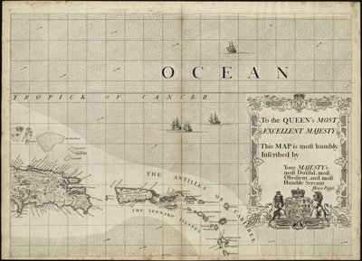 Um mapa do Império Britânico na América com os assentamentos franceses e espanhóis adjacentes a ele de Henry Popple