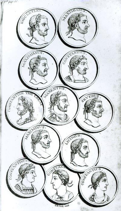 Retratos dos Imperadores Romanos, de "A História do Declínio e Queda do Império Romano", Vol. II, pág. 50, de Edward Gibbon, 1808 de Henry R. Cook