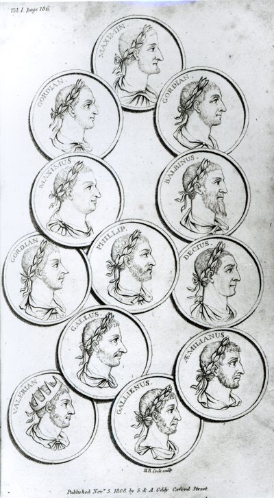Retratos dos Imperadores Romanos, de &39;A História do Declínio e Queda do Império Romano&39;, Vol. I, de Edward Gibbon, 1808 de Henry R. Cook