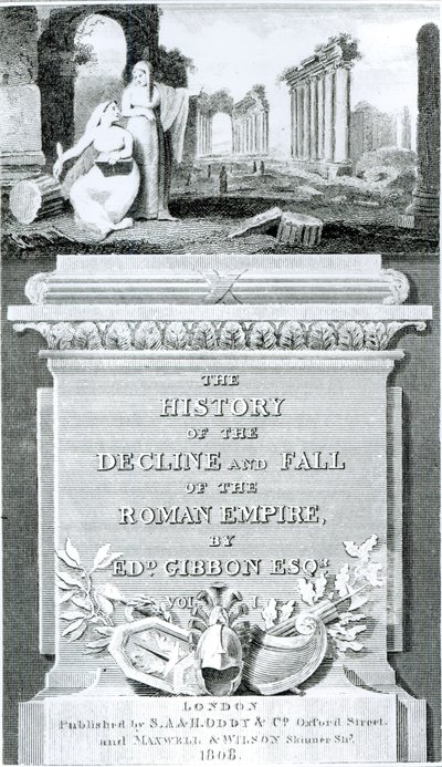 Titlepage of &39;A História do Declínio e Queda do Império Romano&39;, por Edward Gibbon, Vol 1, 1808 de Henry R. Cook