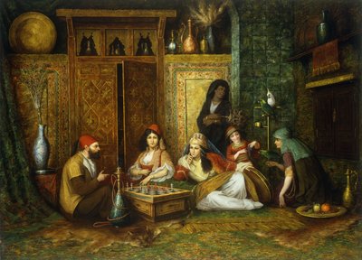 O jogo de xadrez (óleo sobre tela) de Henry Raschen
