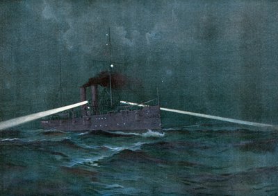 A aplicação das leis de neutralidade com a Espanha, o cruzador Montgomery e o gun-boat Annapolis patrulhando as águas cubanas em busca de uma escuna de Henry Reuterdahl