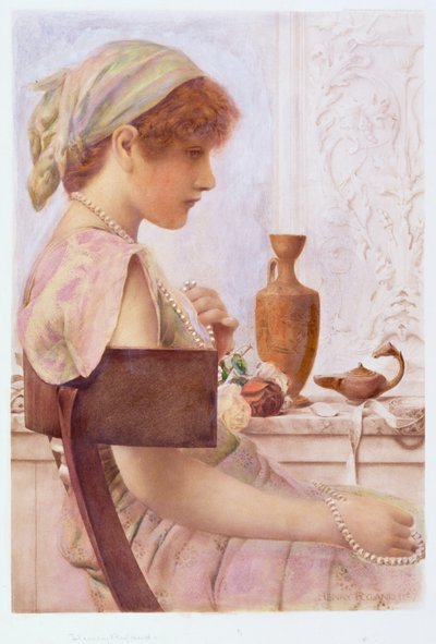 Menina com pérolas (wc sobre fotogravura) de Henry Ryland