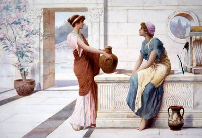 Gossip, c.1895 (aguarela a bordo) de Henry Ryland