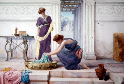 Deveres Domésticos, c.1895 (aguarela sobre papel colocado a bordo) de Henry Ryland