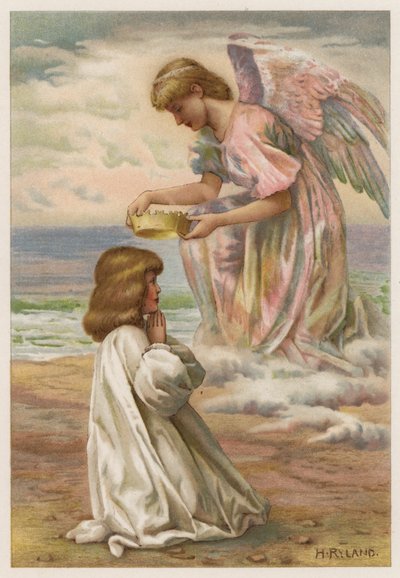 A Coroa está à espera (cor litho) de Henry Ryland