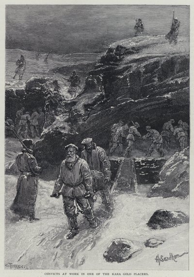 Condenados a trabalhar em uma das colocadoras de ouro Kara (litho) de Henry Sandham